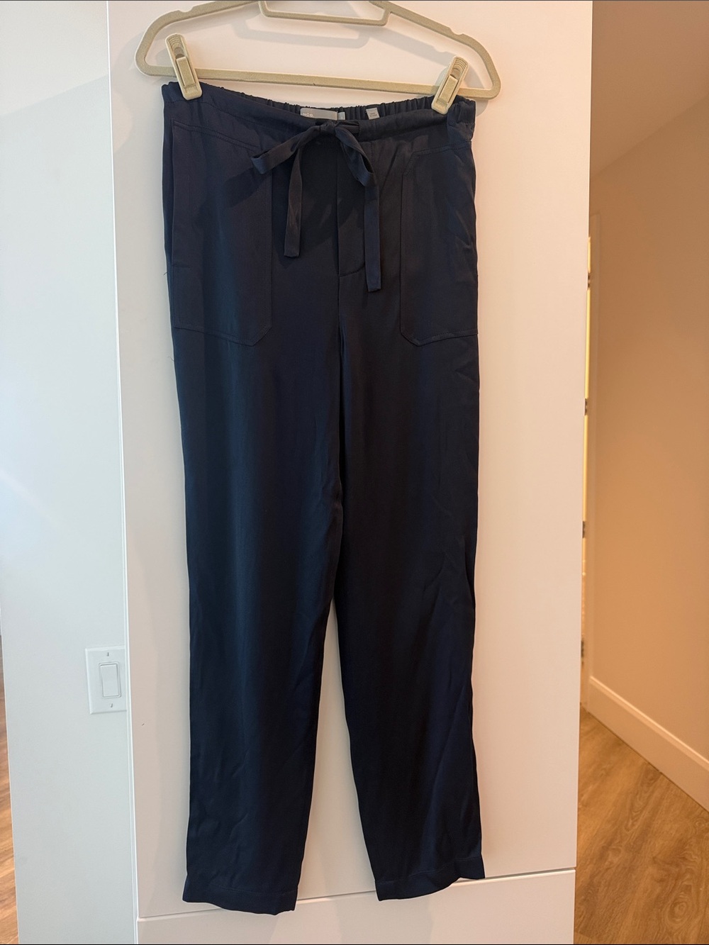 Vince Women's Navy Drawstring Silk Trousers